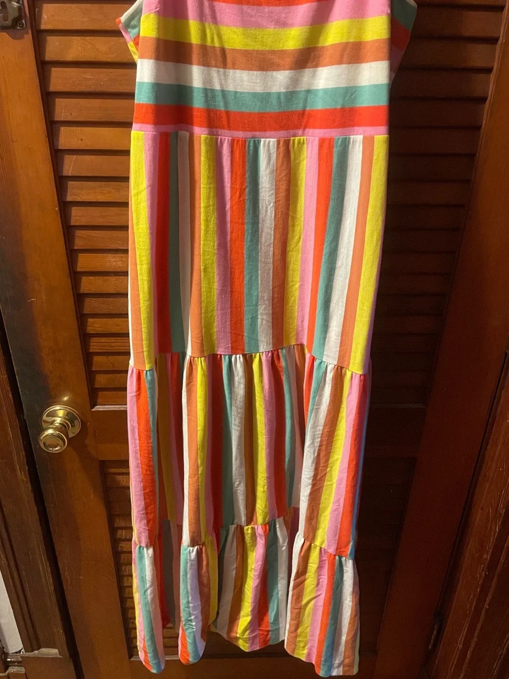 J. Crew Rainbow Striped Tiered Maxi Dress
